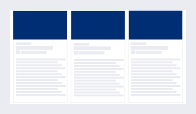 Feature image in Blog Articles widget in full above cards layout with multiple columns.